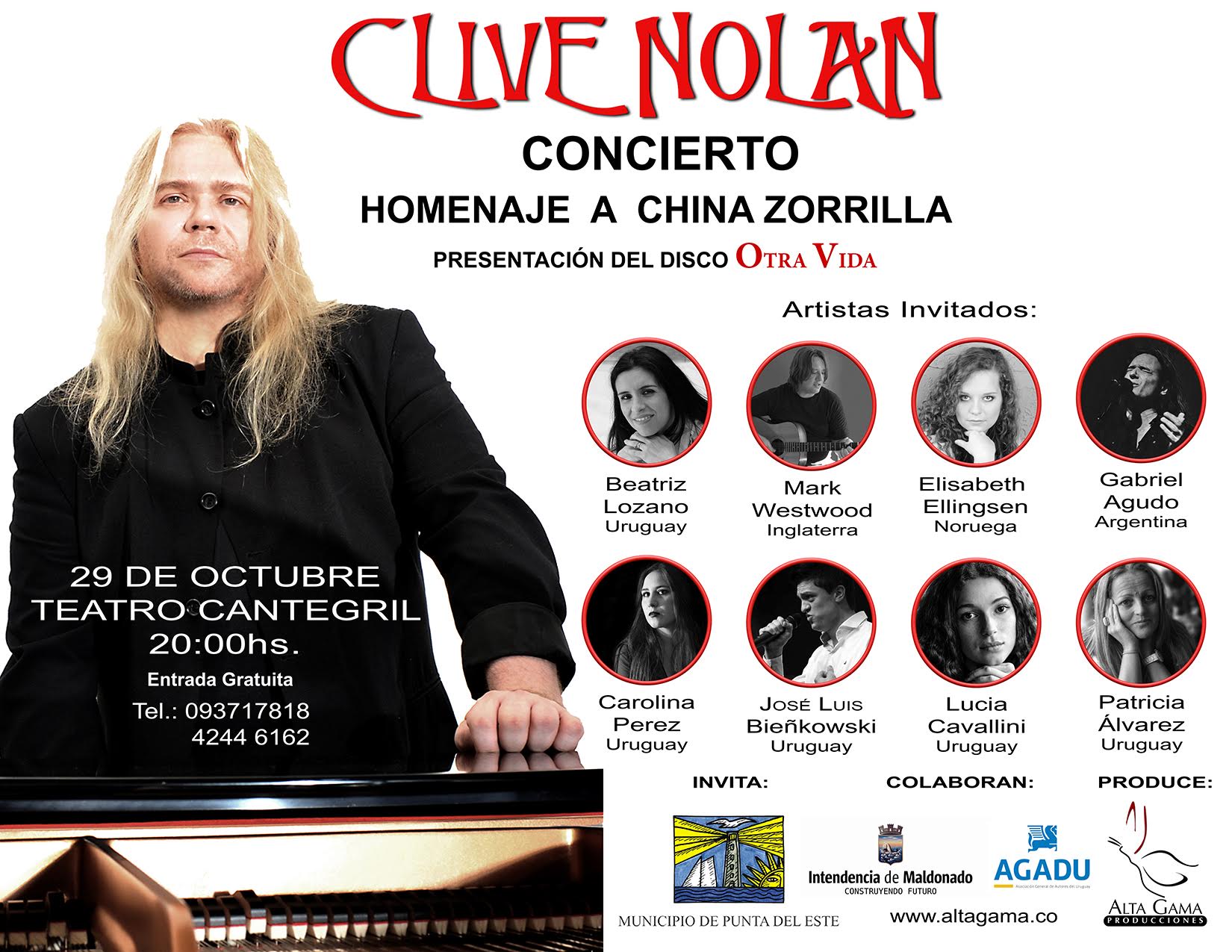 Banner del concierto homenaje a China Zorrilla, Otra Vida, Clive Nolan