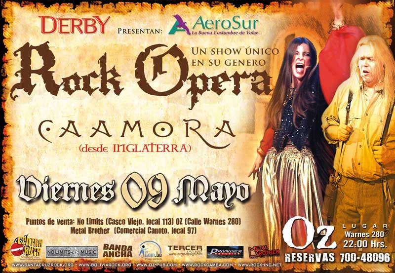 Póster publicitario de Caamora en OZ Bar
