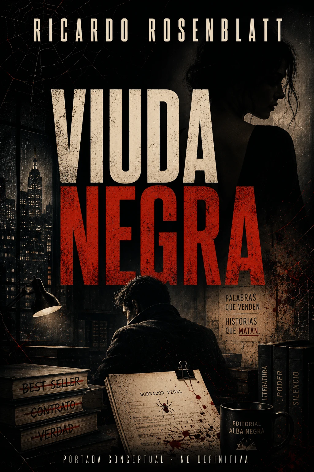 Portada conceptual de Viuda negra
