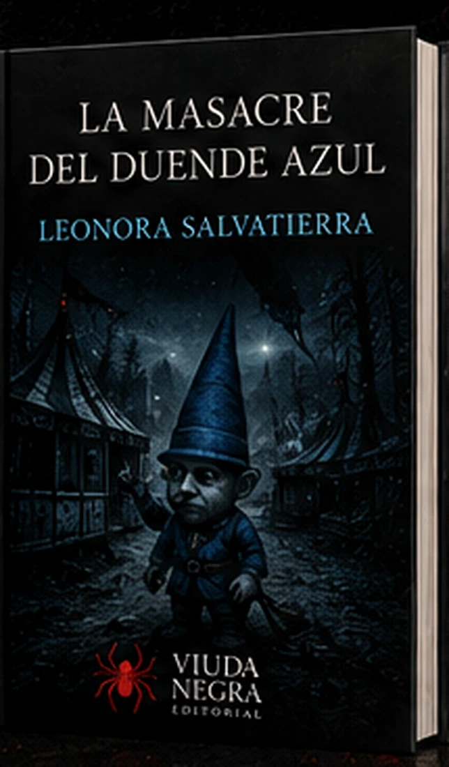Cubierta ficticia de La masacre del duende azul, de Leonora Salvatierra