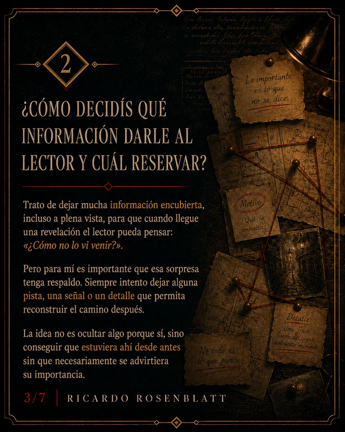 Lo que el lector no ve. · tarjeta 3